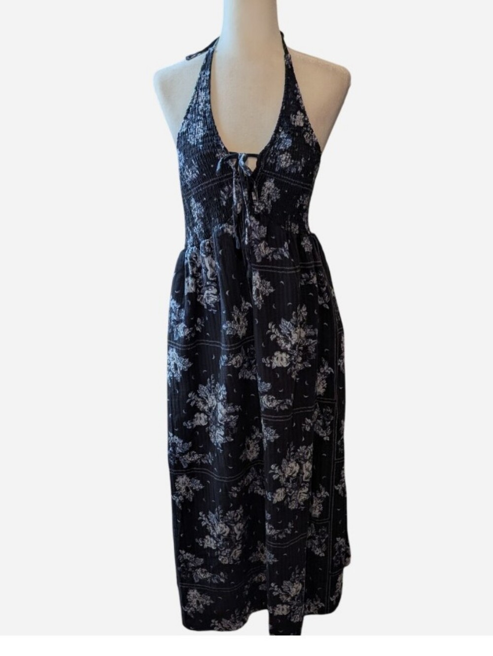 Universal Thread Navy Blue Floral Halter Maxi Dress - Picture 2 of 11